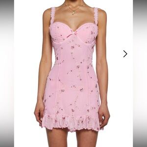 Sugar Thrillz I'm Baby Pink Embroidered Mini Slip Dress size XL